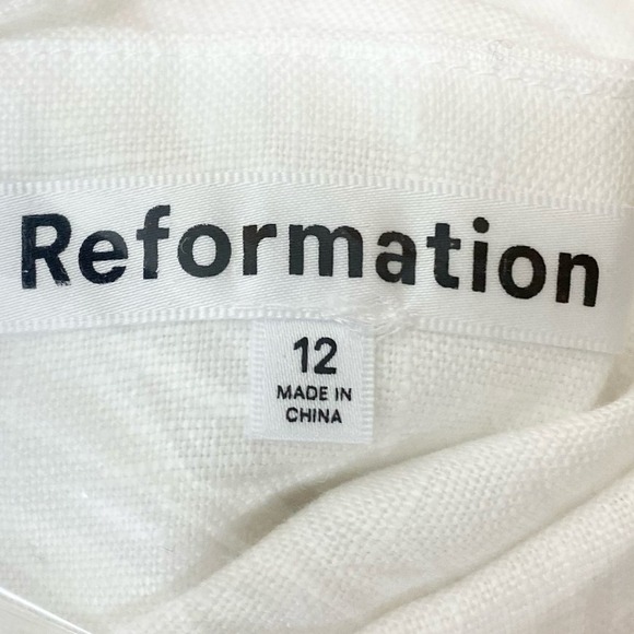 Reformation White Huckleberry Linen Mini Dress 12 NWT - Picture 9 of 9